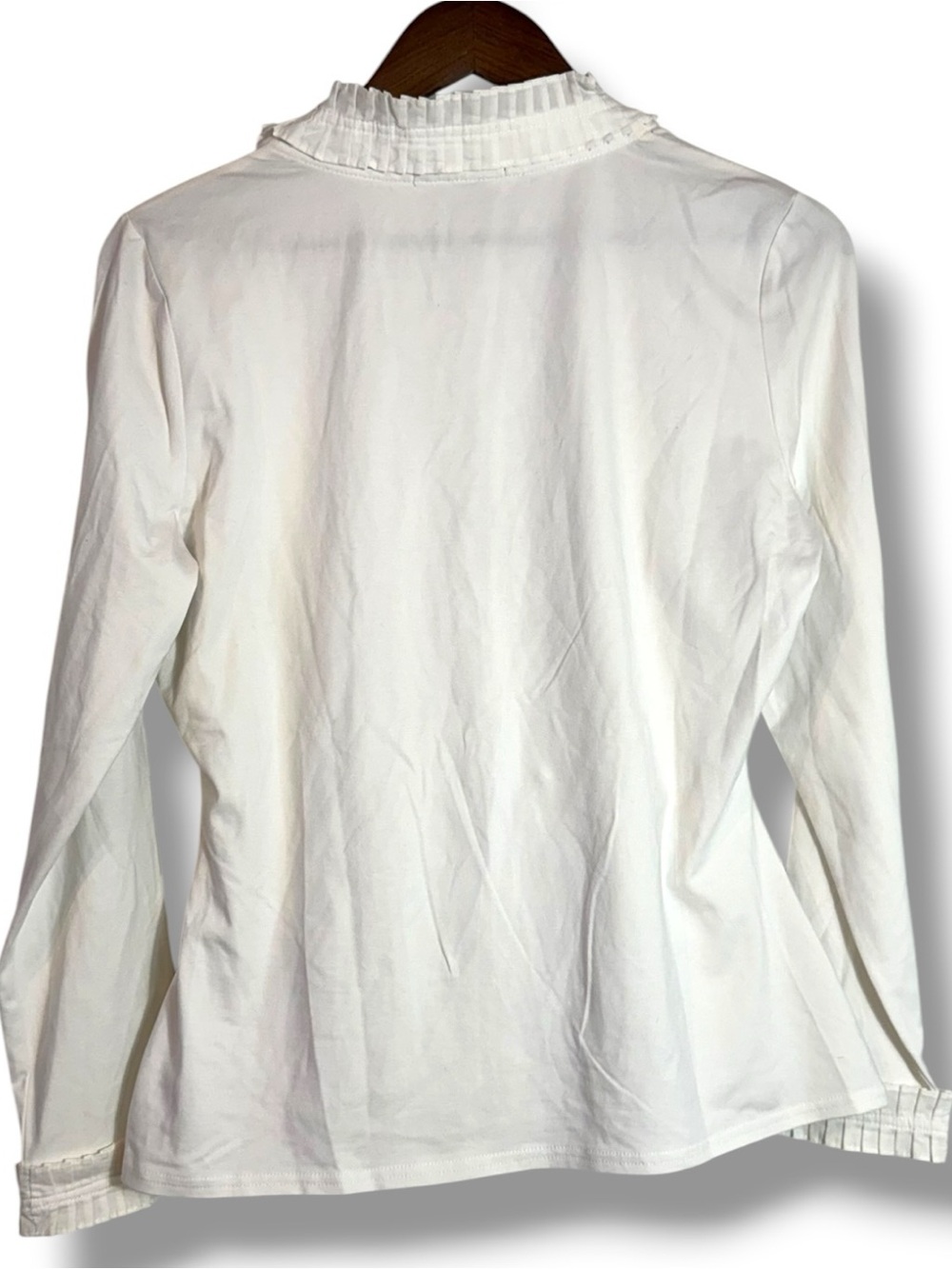 Boston Proper Cream Wrap-Style Ruffle Trim Blouse - Picture 2 of 6